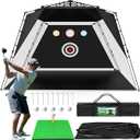 Golf Net, Easy POP UP Golf Practice Hitting Nets with Turf Mat, Easy to Install 10x7.5FT All in 1 Hitting Aid Backyard Driving Chipping Swing Training, Idea Gifts for Men