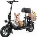 Gyroor C1S Electric Scooter with Seat for Adults - 550W Motor, Pet Basket, 19 MPH Top Speed, 20 Miles Range, 12" Pneumatic Tires, Foldable Commuting Scooter, Black