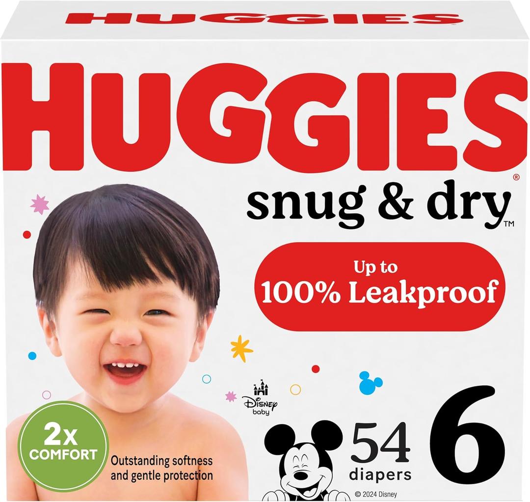 Huggies Size 6 Diapers, Snug & Dry Baby Diapers, Size 6 (35+ lbs), 54 Count, Packaging May Vary