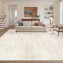 Soalmost 8x10 Area Rugs for Living Room, Washable Vintage Floral Non-Slip Low Pile Natural Rug Soft Throw Large Carpet for Dining Room Bedroom Home Office (Beige/Cream, 8'x10')