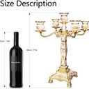 RosyLine Metal Candelabra 17" Height, Candle Holder with 5 Arms,Antique Bronze Furnish Candle Holder, Centerpiece for Home Decro,Wedding Event, Party,1 Pack (Golden)