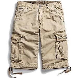 OCHENTA Men's Loose Fit Cargo Shorts Multi Pockets Casual Cotton Work Outdoor Hiking Summer Shorts #3228 Khaki 28