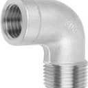 Stainless Steel 304 Cast Pipe Fitting, 90 Degree Street Elbow, 1-1/2" NPT Male x 1-1/2" NPT Female, Pack of 1