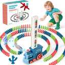 220Pcs Domino Train Toys, Automatic Dominoes Building Train Set for Kids 2-4 4-8, Stacking Kids Games Stem Montessori Educational Toys for 3 4 5 6 7 8 Year Old Boys Girls Valentines Birthday Gifts