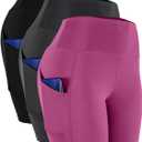 CADMUS Women's High Waist Spandex Yoga Shorts for Bike Running Two Side Pockets (3X-Large, 10# Black,grey,pink,3 Pack)