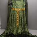 awlnany Womens Medieval Dress Hooded Costume Green Black Lace Up Renaissance Cloak Vintage Long Velvet Gown Dress Halloween,L