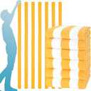 Genovega 6 Packs Oversized 72x40 Inch Stripe Beach Towel Thin Terry Set Extra Large XL Big Clearance Pool Travel Accessories Soft Super Swim Bath Towels Bulk Men Women Adults Gift Yellow