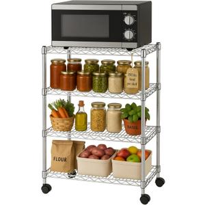 Heavy Duty 4 Tier Wire Shelving Unit Storage Rack, Metal Shelves Utility Organizers, Organization Units for Products, Plant, Pantry, Garage, Laundry Durable Shelf Stand, Chrome, 14"W x 30"L X 48"H