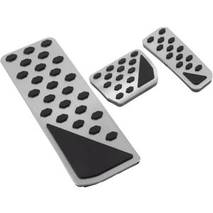 3 Pcs Automatic Foot Pedal Pads Foot Accelerator Pedal Covers for Jeep Grand Cherokee 2022-2025 Stainless Steel Silver Tone