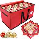 TKYHRMAS Christmas Ornament Storage Box, Ornament Storage Container with 8 Trays, Xmas Decoration Organizer Holds Up to 128 Decoration Balls, Durable 600D Oxford Material（Red）