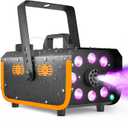 HAKUTA Light Rain and Splash Proof Fog Machine, 500W Smoke Machine with 2300 CFM Output of Fog & 2 Remotes, 8 LED Lights with 4 Light Effects for Outdoor Music Festival Pool Party Wedding DJ Stage