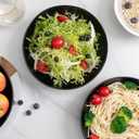 Melamine Bowls Set, 9 Large Pasta Bowl Salad Bowl, Set of 6, Lightweight Unbreakable Shallow Dinner Bowl Set, Large Capacity Serving Bowls for Kitchen, Black