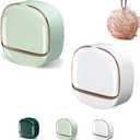 Luxury Soap Holder with Drain Tray, Soap Box Light Luxury Multi-Functional, Keep Soap Bars Dry, Adhesive Soap Case Box Wall Mounted for Shower (White+Light Green)