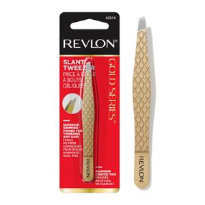 Revlon Gold Series Slanted Tip Tweezers, Ultra-Sharp for Precision Eyebrow Shaping and Facial Hair Removal, Stocking Stuffer for Women, 1 count