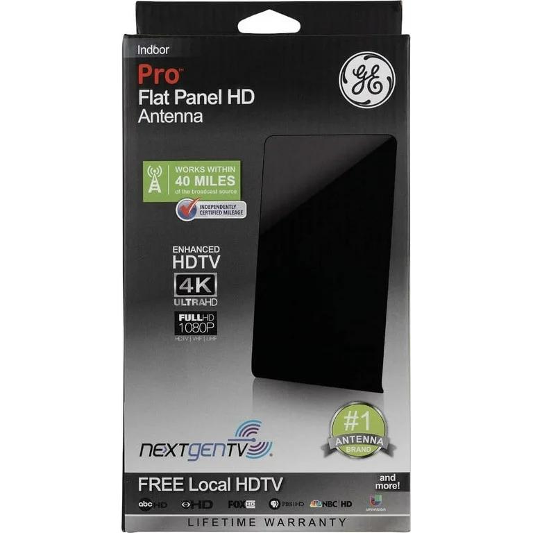 GE 34342 Pro Flat Panel HD Indoor TV Antenna 40-mile Range 4k Ultra 1080p Full