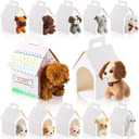 ShinyRelief 24 Pcs Adopt a Puppy Party Favors Bulk 12 Pcs Dog Party Favors Boxes 12 Pieces Mini Plush Dog Stuffed Animals for Birthday Thanksgiving Christmas Decoration Gifts (White)