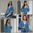 Women's Loose Sweater Button Soft V-Neck Long-Sleeved Cardigan Knitted Sweater Warm and Comfortable Coat (M)