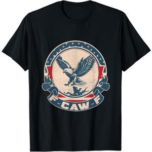 F-CAW-F Vintage Bald Eagle America T-Shirt (Black, XXXL)