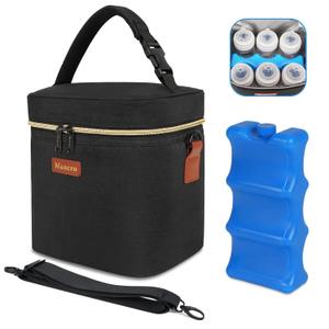 Mancro Breastmilk Cooler Bag with Ice Pack, Fits 6 Baby Bottles Up to 9 Ounce Insulated Baby Bottle Bag, Breast Milk Cooler on The go with Strap, Bottle Storage Bag for Nursing Mom Daycare, Black Mancro Breastmilk Cooler Bag with Ice Pack, Fits 6 Baby Bottles Up to 9 Ounce Insulated Baby Bottle Bag, Breast Milk Cooler on The go with Strap, Bottle Storage Bag for Nursing Mom Daycare, Black