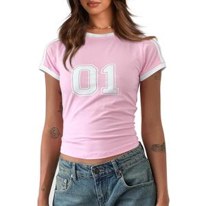 Imily Bela Womens Y2k Baby Tees Crop Letter Print T Shirt (M)