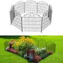 SUNLAX 10 Panels Garden Fence 20ft(L) x 24in(H) Metal No Dig Fence Animal Barrier for Dogs Temporary Fence for Backyard Outdoor Garden Without Gate