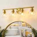 Bathroom Vanity Light, 29.5 Inch Modern Wall Sconce with Clear Glass Shade, 4-Light Gold Over Mirror Vanity Lighting for Bathroom
