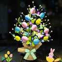Lighted Easter Decorations 20'' Egg Tree for Tabletop Decor, Timer Egg Tree Ornaments, Easter Artificial Tree for Centerpiece Table Indoor Outdoor Spring Home Decorations