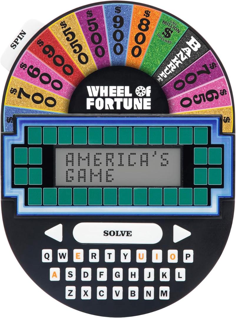 Educational Insights Wheel of Fortune Game - Handheld Electronic Game, Great for Travel, Classic Retro Party Games for Kids, Teens & Adults, Word Puzzle Challenge & Entertaining Gift, Ages 8+