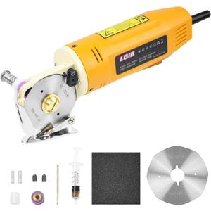 Electric Fabric Cutting Machine 170W Rotary Cutter with Self-Sharpening Alloy Steel Blade, Cuts Up to 1 Inch, Heavy Duty Electric Fabric Cutter Machine for Multi-Layer Cloth, Fabric & Leather