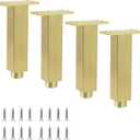 Geesatis 4.7 Inch Heavy Duty Furniture Legs Set of 4, Industrial Steel Supports Legs for Furniture, Sofa, Coffee Table, Desk, Cabinet, Bed, Dresser & DIY with Mounting Screws (Gold)