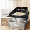 Stainless Steel Cat Litter Box with Scoop, Metal Litter Box High Sided, Cat Litter Box Enclosure, XL Extra Large High-Sided Litter Boxs (Anti-Urine Leakage, Include Scoop) (Black)