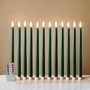 Ni-JASW Green Flameless Taper Candles with Remote Timer, Flickering Battery LED Candlesticks Set of 12