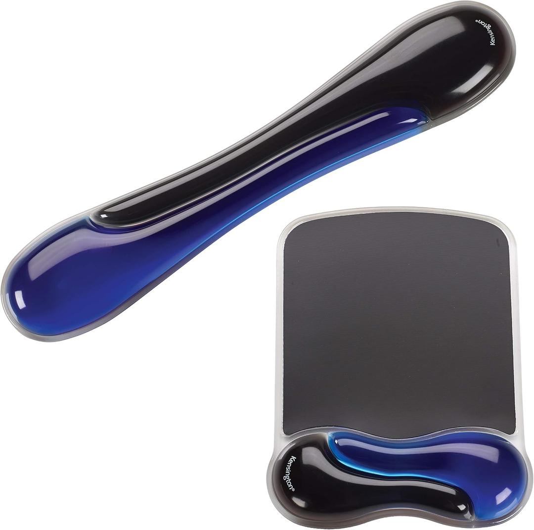Kensington Duo Gel Mouse & Keyboard Wrist Rest Bundle Set, Ergonomic Keyboard and Mouse Pad With Wrist Support, Keyboard Wrist Rest, Computer Keyboard Pad, Cooling Gel, Non-Skid Backing, Blue K52920WW, 9.6l X 7.6w Inches