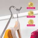 Closet Reacher Pole with Hook and Wooden Handle, Heavy Duty - Adjustable 2.75-5 Feet, Chrome Plated Steel Clothing Hanger Shepherds Hook to Easily Reach Clothes etc - Perfect for College Dorm
