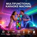 Karaoke Machine for Adults: Portable Bluetooth Speaker with 2 Wireless Karaoke Microphones with LED Lights Birthday Gifts for Party Family Home System Packages Support TWS/TF/USB/AUX