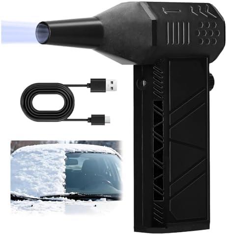 Mini Turbo Snow Blower, 130,000 RPM Compressed Air Duster with Magnetic Nozzle, Portable Turbo Jet Blower, Ideal for Vehicle Snow Removal and Home Cleaning (Black)