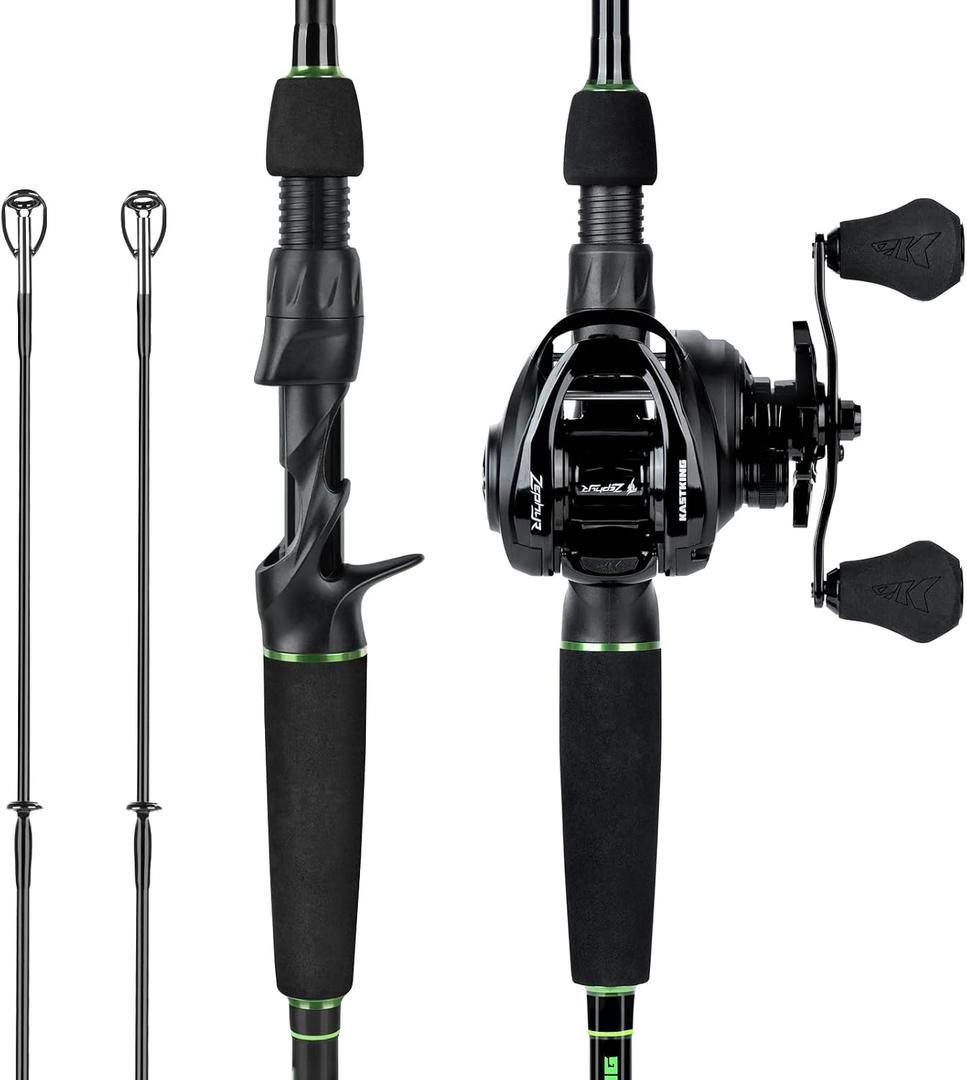 KastKing Zephyr Dual-tip Casting Combo, Right-Hand, 6'6" ML&M Rod, Black | Dual Tips Section for Different Powers, IM6 Graphite Blank,Halo XII 10-Level Brake,Precision Brass Gears,Sensitive & Powerful