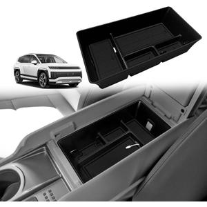 BestEvMod Center Console Organizer Compatible with Hyundai Ioniq 9 2026+ Interior Accessories Armrest Tray Storage Box ABS Material with PVC Trim