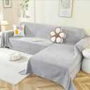 OstepDecor Sectional Couch Covers 2 Pieces, L Shaped Sofa Cover, Chenille Couch Cover for Dogs Washable, Couch Cover Blanket, Sofa Slipcover for 2-3 Cushion Couch (71"x110"+71"x118", Light Grey)