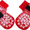 EXPAWLORER Anti Slip Dog Socks to Prevent Licking Paws, Dog Shoes for Hot Pavement, Dog Booties for Small Medium Large Senior Dogs, Traction Control Dog Boots & Paw Protectors for Hardwood Floors-Red (Large (4 Count))