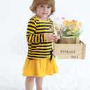 Baby Girl Fall Clothes: Soft Long Sleeve Bow Tie Print Outfits Casual Birthday Party Clothing for 6Months-3T (Yellow)