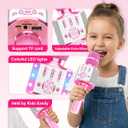 Amazmic Toys for Girls, Kids Karaoke Microphone Toddler Microphone for Kids with Lights, for Girls, Birthday Party Boys Toy Age 3 4 5 6 7 8+(Light Pink)