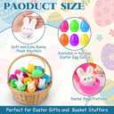 48 Pcs/ 24 Sets Prefilled Easter Eggs with Bunny Plush Keychains for 3.7inch Easter Basket Stuffers Fillers Goodie Bag Filled Hunt Rabbit Stuffed Egg Gifts(White)
