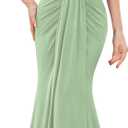 Miusol Women's Elegant Halter V-Neck Lace Sequin Pleated Formal Evening Maxi Dress (Mint Green)