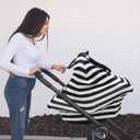 ACRABROS Car Seat Covers for Babies,All Season Infant Carseat Cover Canopy for Boys and Girls,Stretchy Adjustable Peeping Window with Mesh Cover,Warm Breathable Universal,Black White Stripe