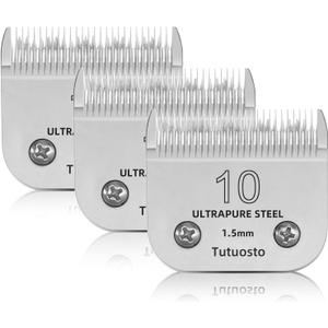 10# Clipper Blades Pet Grooming Clipper Replacement Blades Detachable Blade Compatible with andis/wahl/Oster Dog Clippers 3PCS (Silver)