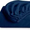 Bare Home Super Soft Fleece Fitted Sheet - Queen Size - Extra Plush Polar Fleece, No-Pilling - Deep Pocket - All Season Cozy Warmth (Queen, Dark Blue)