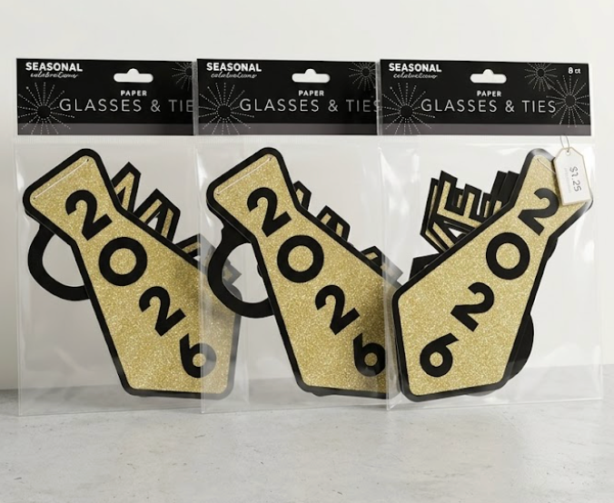 3 x NYE Paper Glasses and Tie 3PK