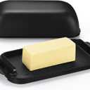 Butter Dish with Lid, Butter Container Holds for Countertop, Unbreakable Butter Keeper for Home Kitchen Decor, Perfect for East/West Coast Butter, BPA-free, Microwave/Dishwasher Safe (Black)