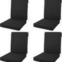 Outdoor Chair Cushions 20x20, Water-Resistant & Fade-Resistant, Patio Furniture Lawn Dining Chair Seat Replacement with High Back, Ties Zipper, Removable Cover, Set of 4, Black